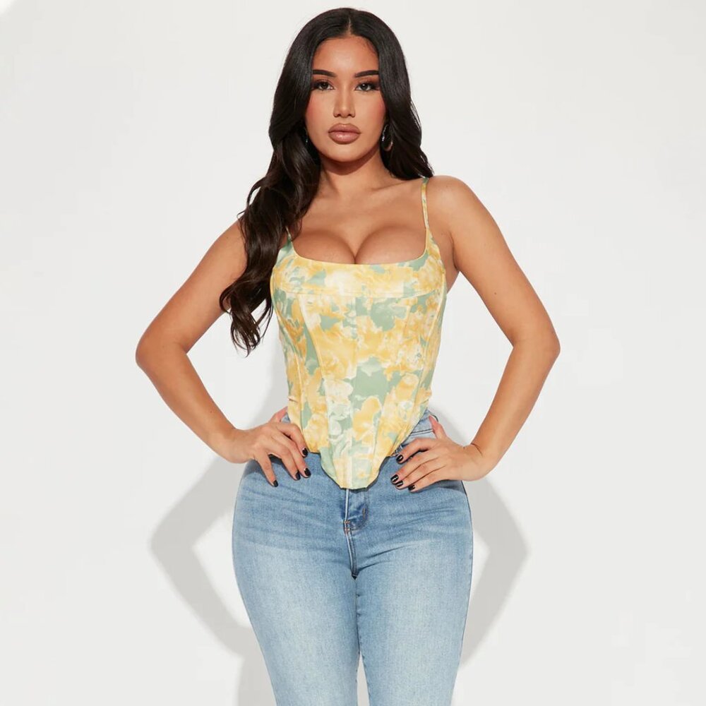 Flower Child Yellow Bring Me Flowers Corset Bustier Top